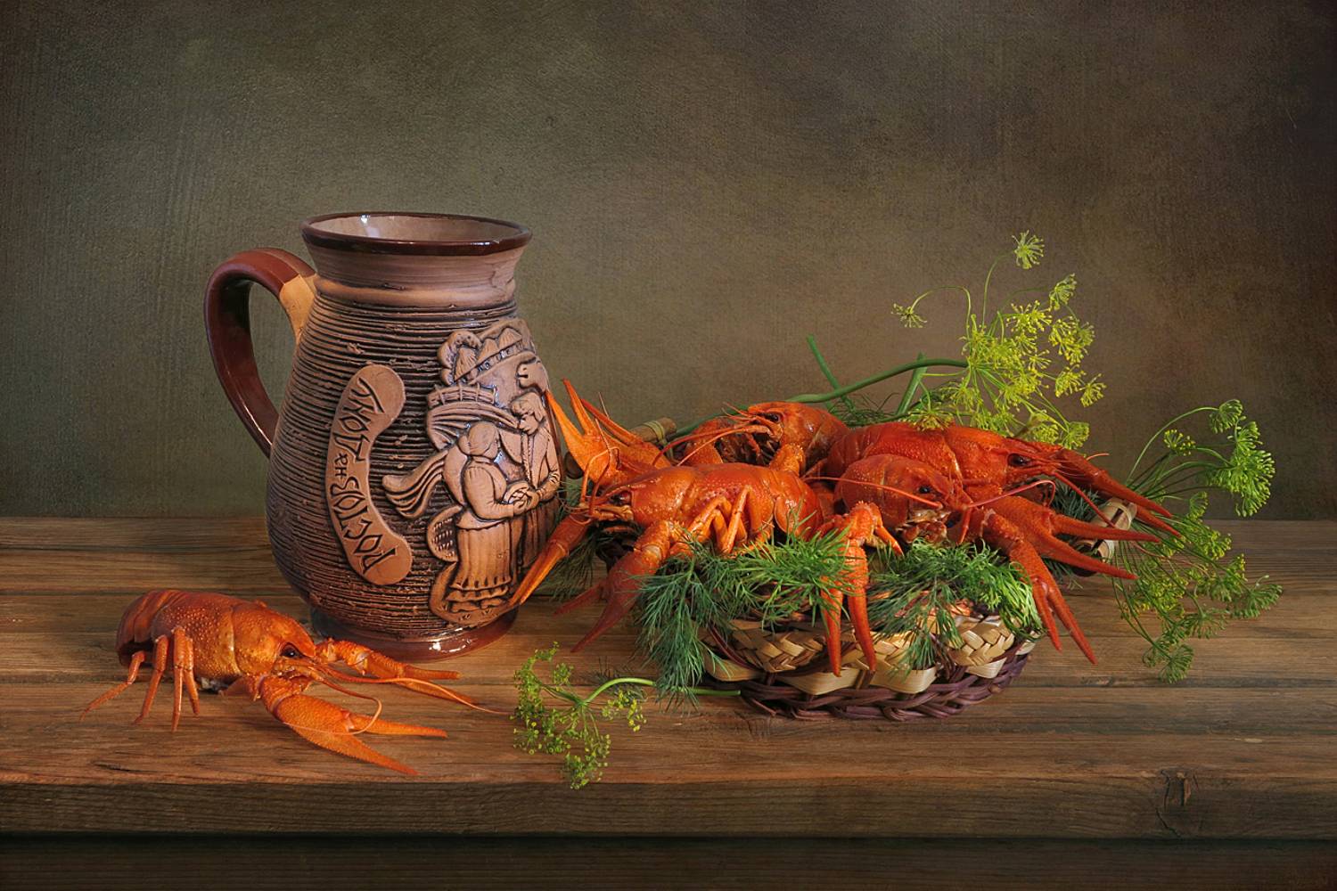 натюрморт,раки,кувшин,укроп, Алла Шевченко