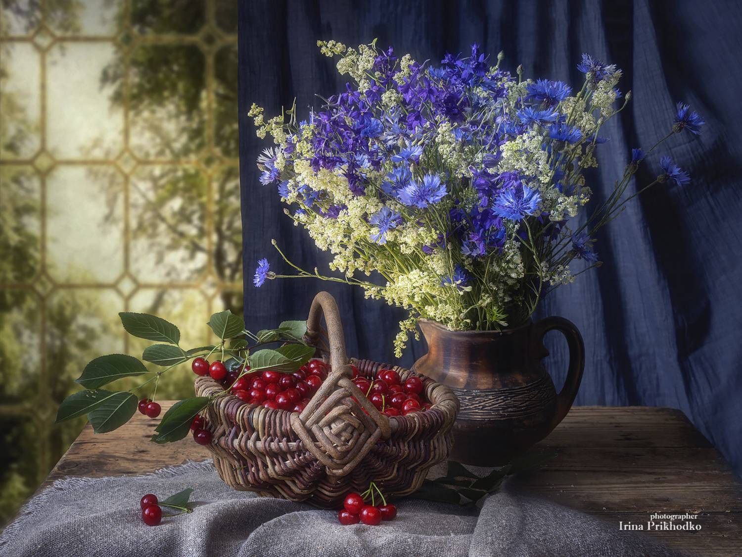 натюрморт, цветы, вишня, букеты, Приходько Ирина