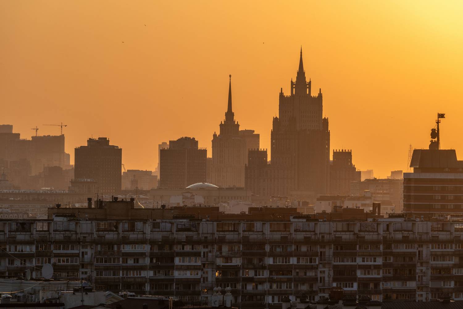 москва, закат, сталинские высотки, moscow, sunset, Баландин Дмитрий
