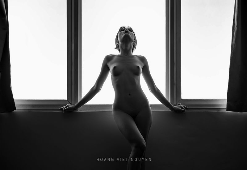 fine nude, nude, glamour, asian, vietnam, vietnamese, body, black and white, indoor, light, natural light * * * фото превью