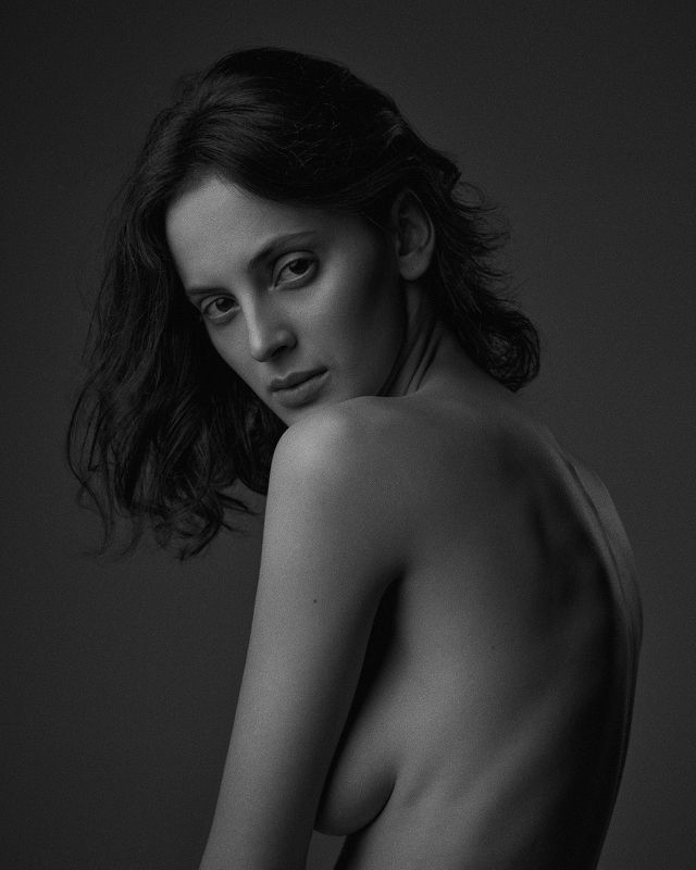girl, nude, naked, portrait, bw, b&w, black and white, nice, beautiful, Moscow,  Ann фото превью