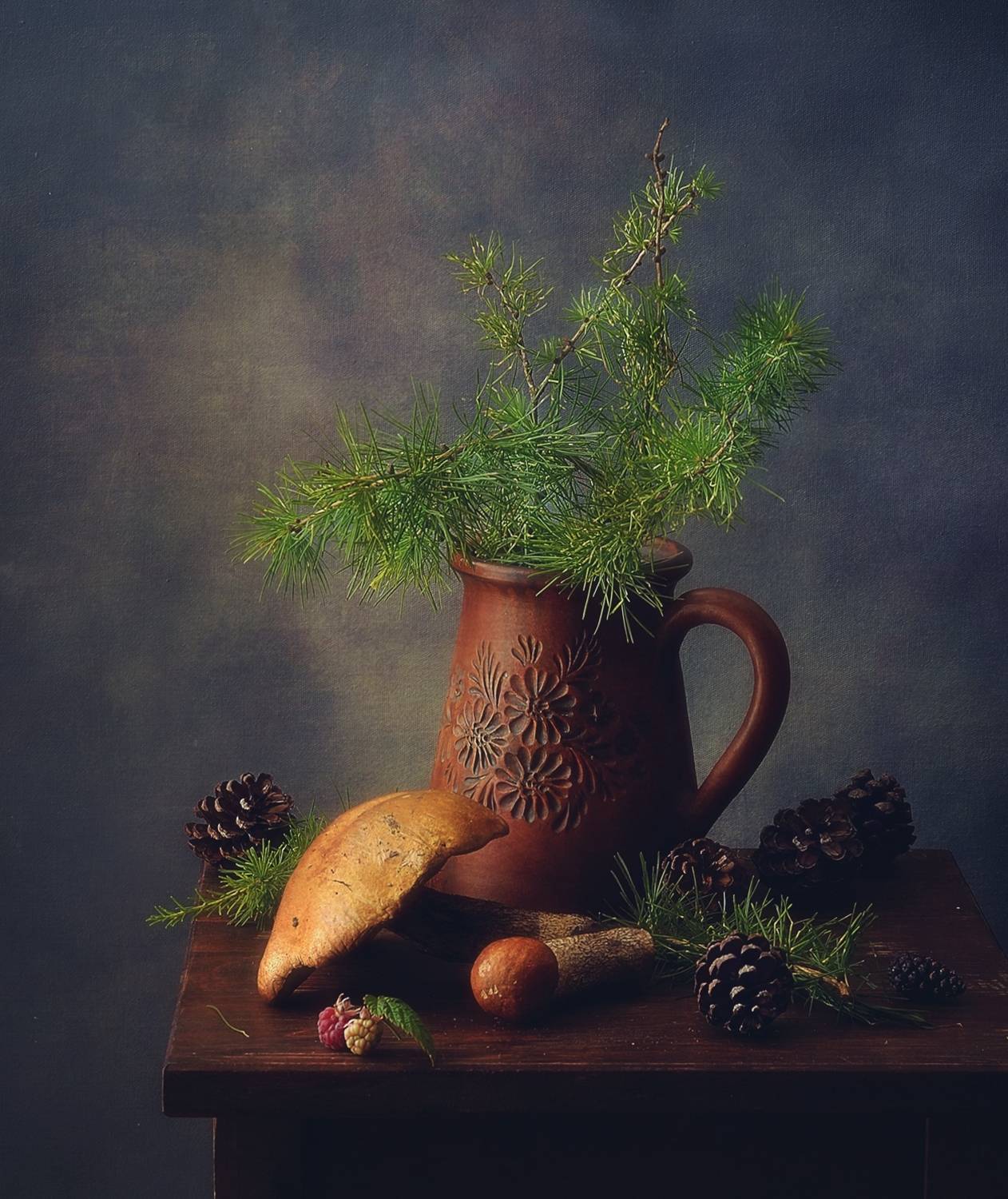 натюрморт,шишки,грибы,лето, Наталия К