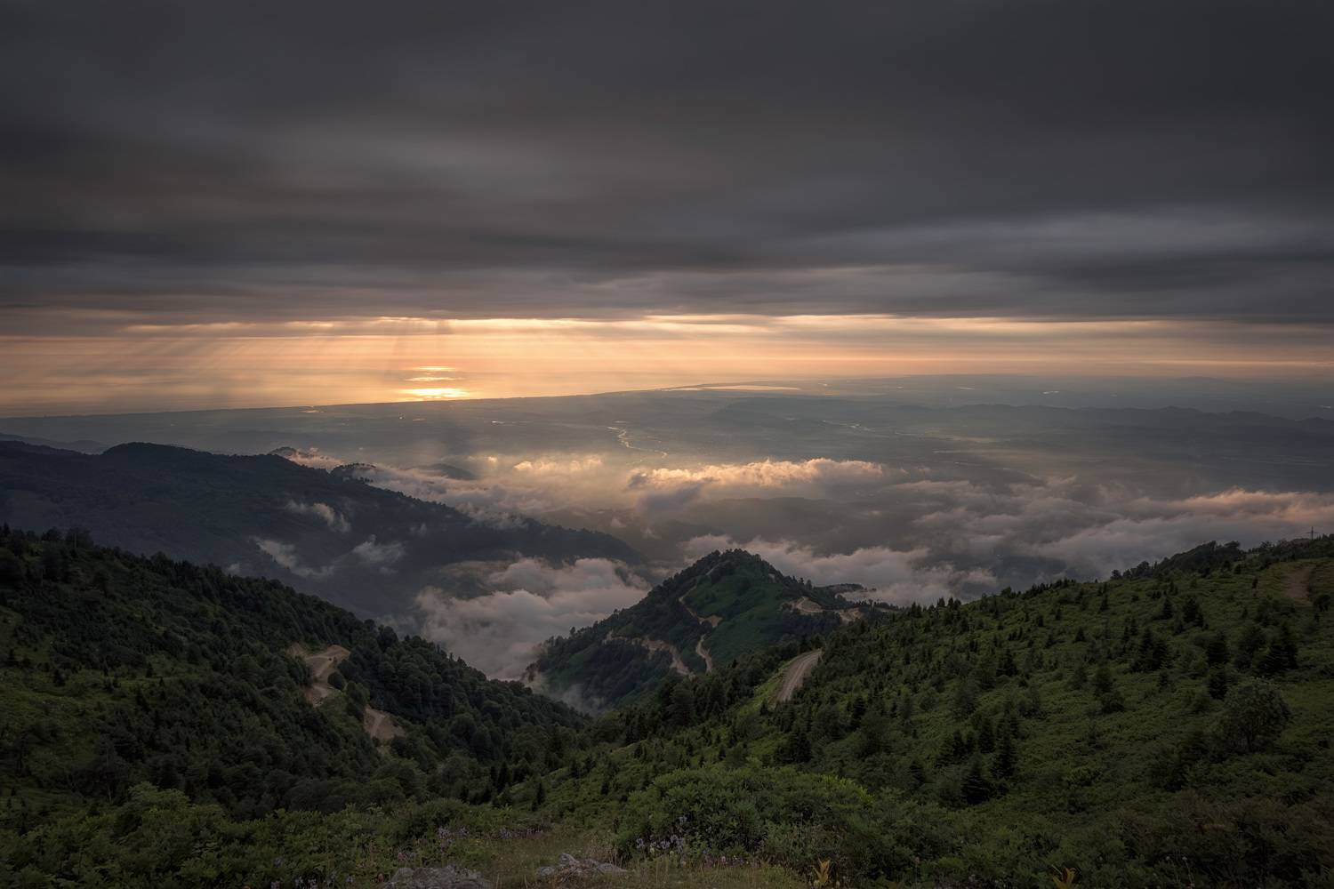 gomismta, mountain, clouds, layers, sky, sun, light, sunrays, sunset, rocks, high, nature, landscape, scenery, travel, outdoors, georgia, guria, sakartvelo, chizh, Чиж Андрей