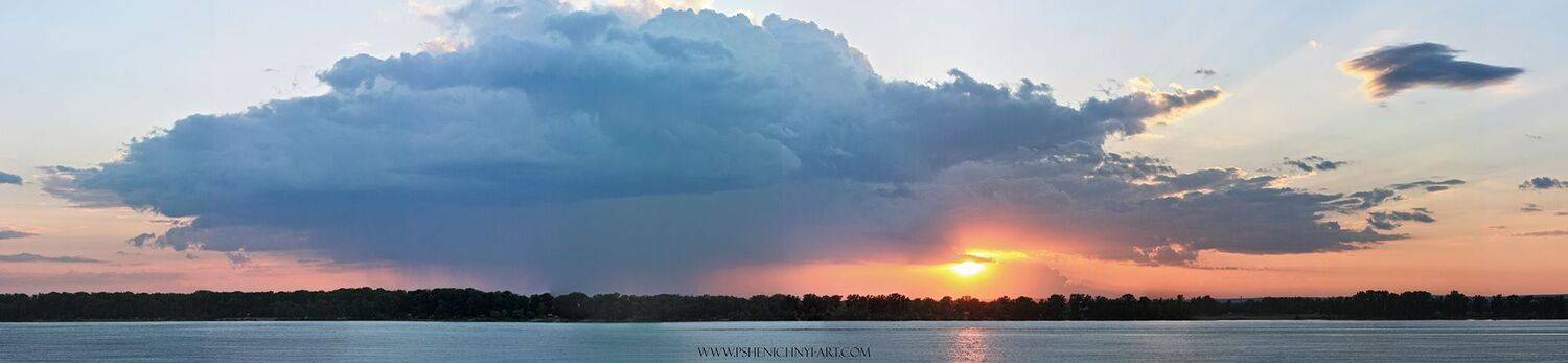 закат, небо, облака, пейзаж, горизонт, лето, гроза, волга, Пшеничный Андрей