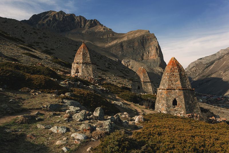 кавказ, кбр, эльтюбю, закат, Город мертвых фото превью