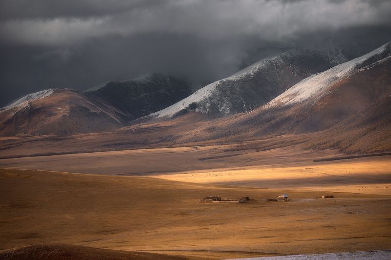 altay, autumn, october, cold, topview, aerial, landscape Одиночество фото превью