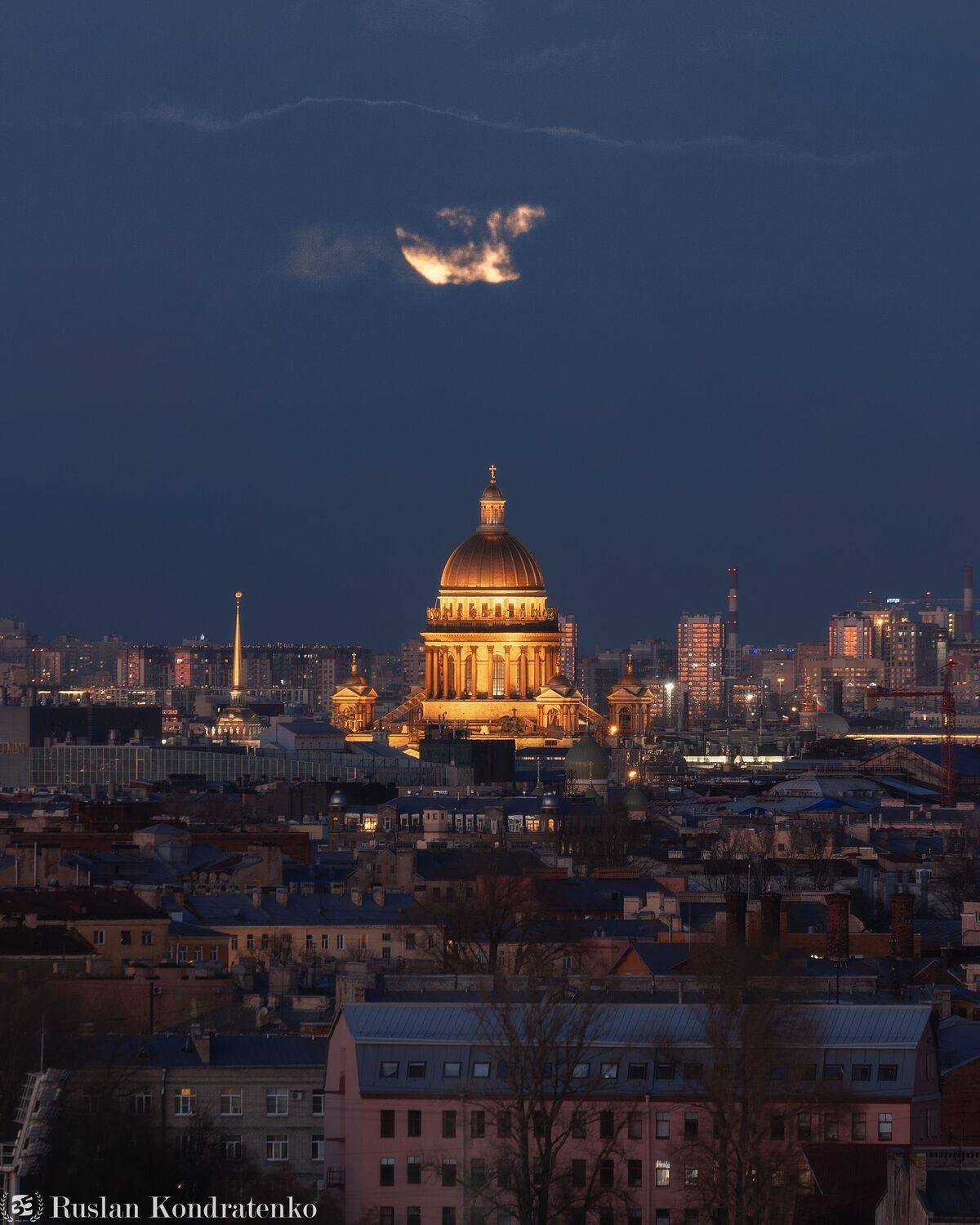 санкт-петербург, луна, полнолуние, восход луны, прострел, исаакиевский собор, исаакиевский, Кондратенко Руслан