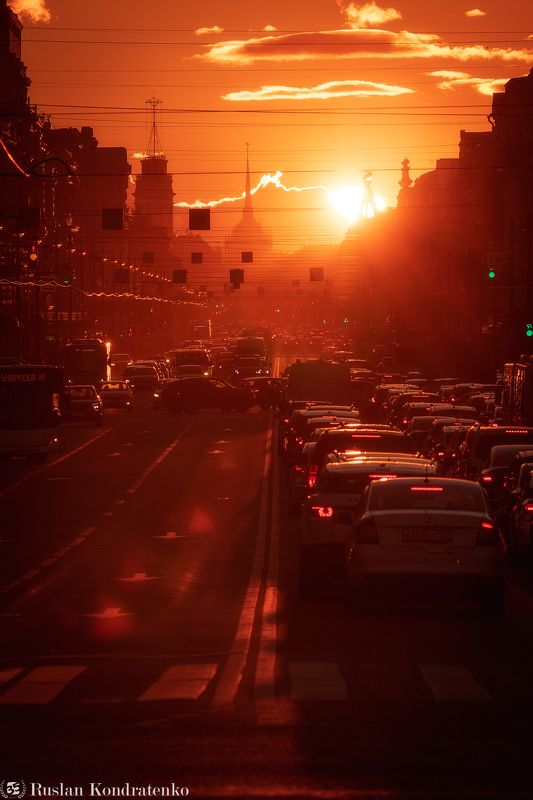 Невский проспект на закате дня фото превью
