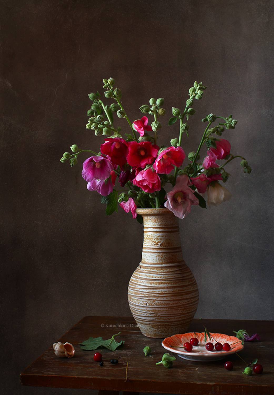 натюрморт, цветы, мальвы, Курочкина Диана