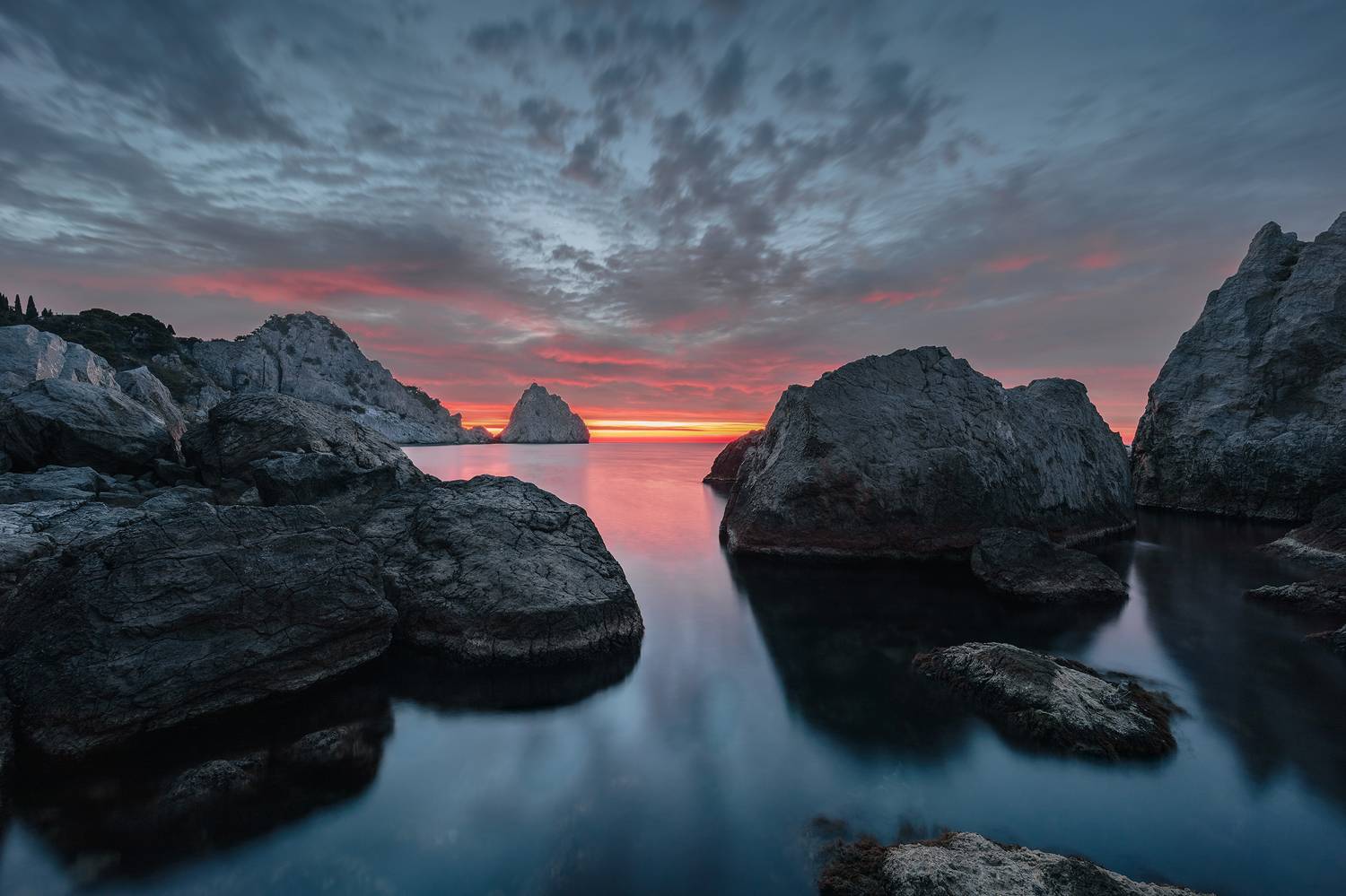 рассвет облака море скалы Крым Симеиз, Владимир Баранов