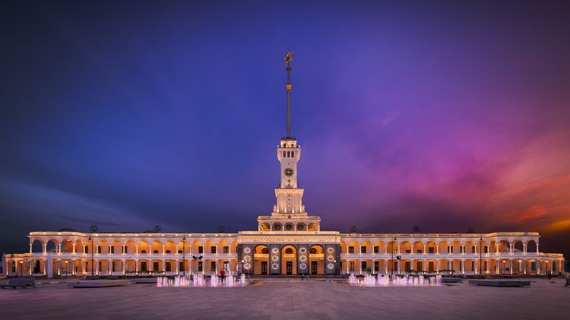 городскойпейзаж, речнойвокзал, москва, закат, вечер Вечерняя прогулка по Москве. Речной вокзал фото превью