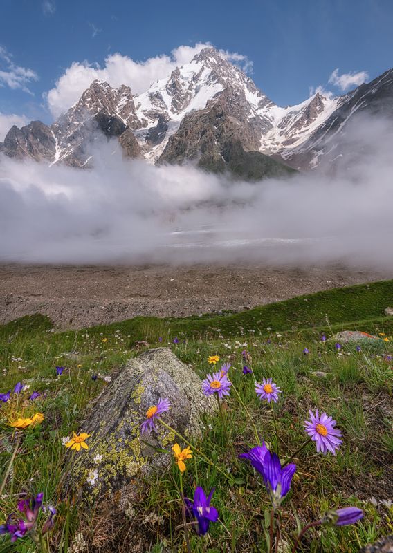 центральный кавказ, кабардино-балкария, дыхтау, ледник, безенги, июль Вечерний Дыхтау фото превью