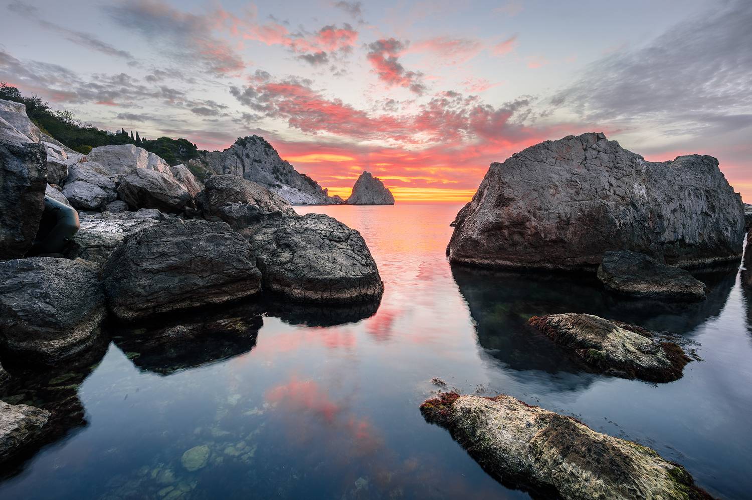 рассвет облака море скалы Крым Симеиз, Владимир Баранов