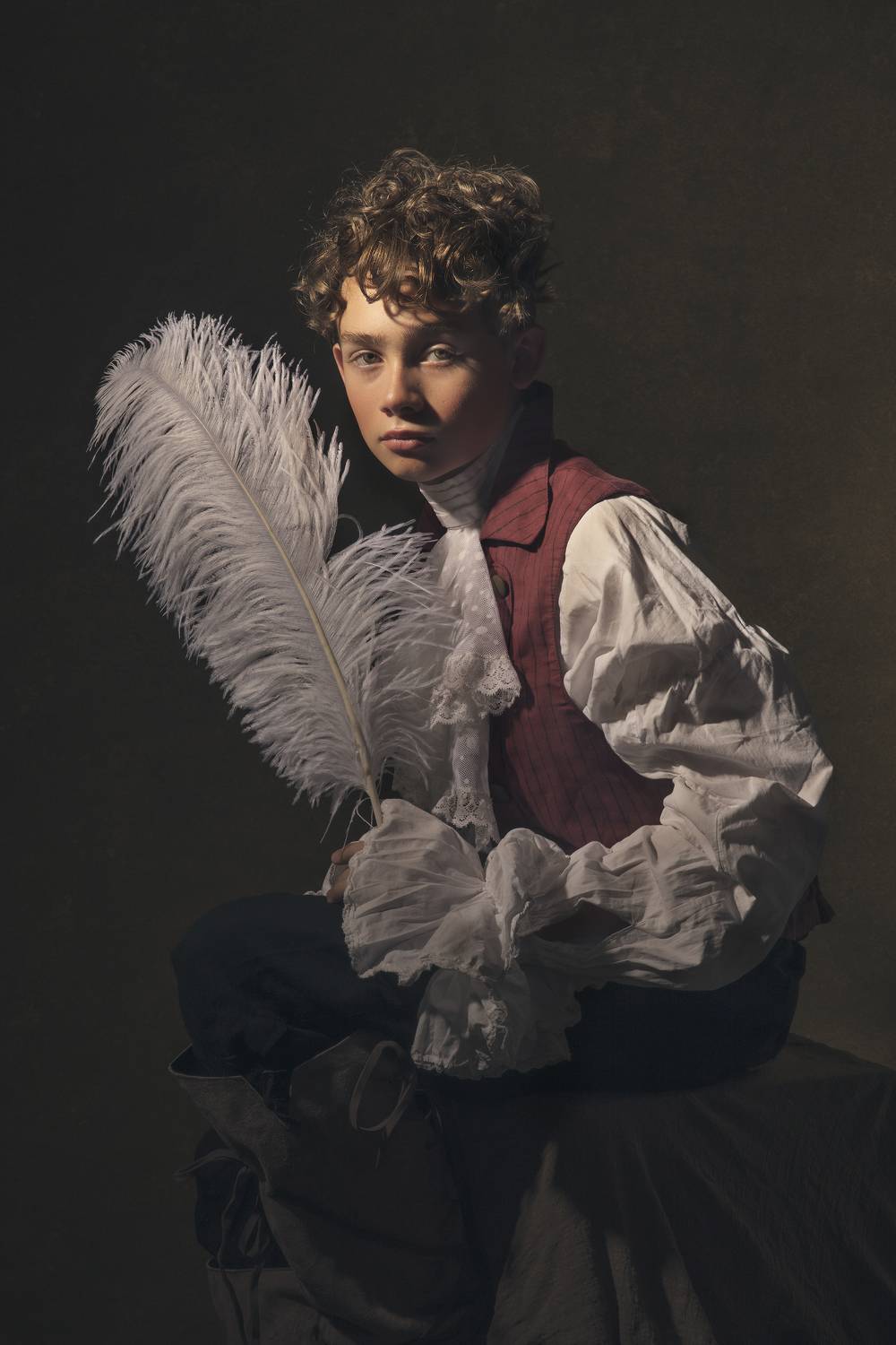 boy, renaissance, caravaggio, white feather, Michaela Durisova