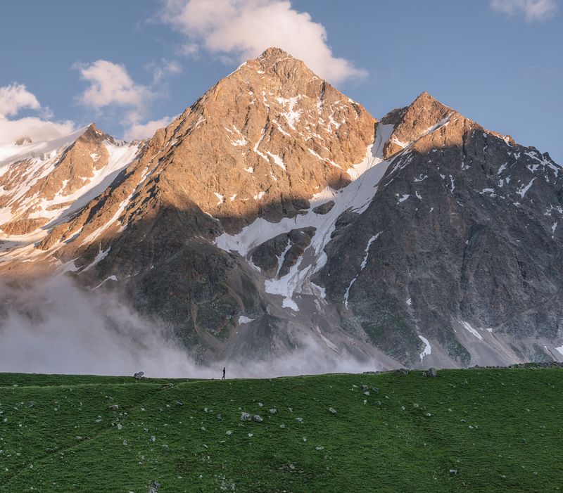 центральный кавказ, кабардино-балкария, безенги, дыхтау, вечер, июль Дыхтау фото превью
