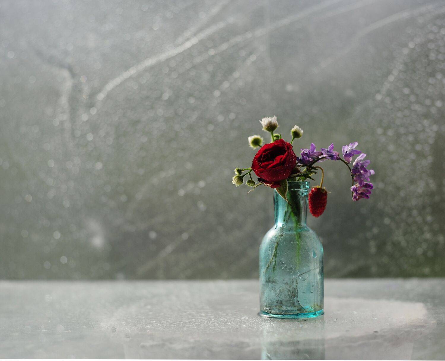 земляничка, розочка, стекло, Oksana Evkodimova