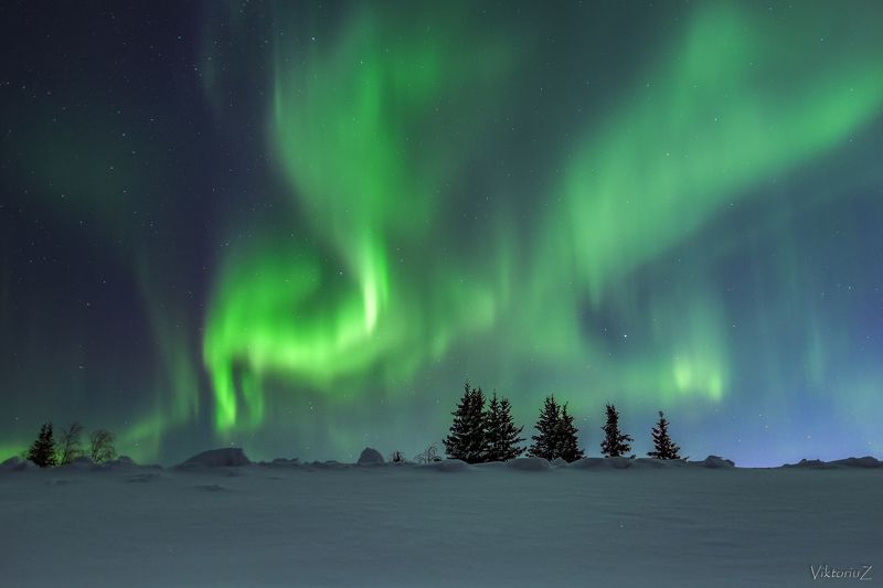 северное сияние, полярное сияние, заполярье, aurora borealis, polar lights  фото превью