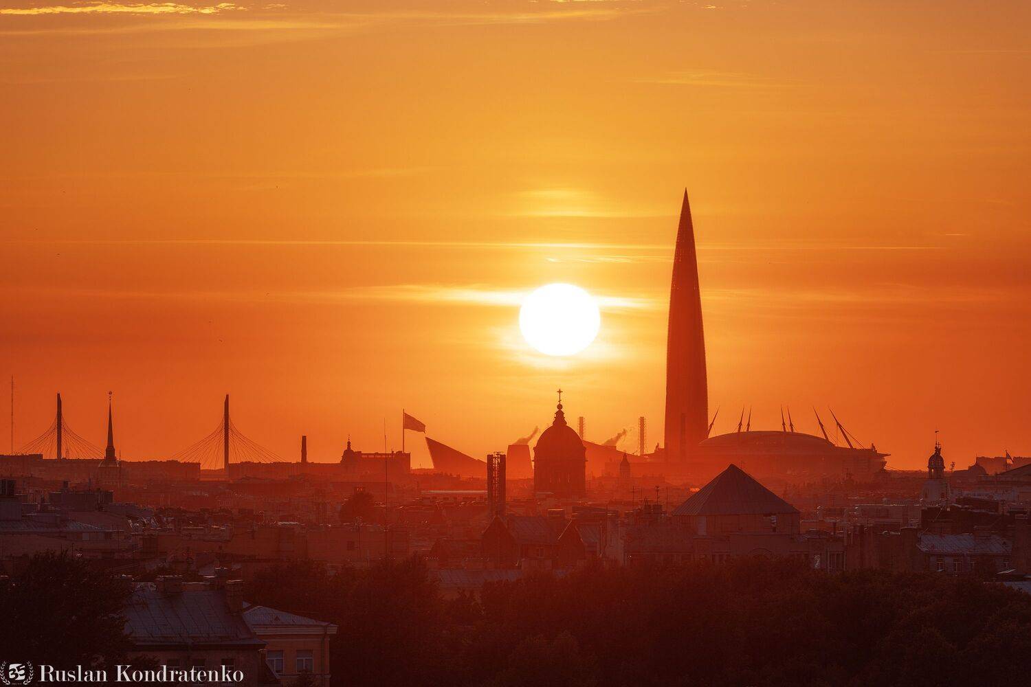 санкт-петербург, закат, лахта-центр, лахта, небоскреб, прострел, зенит арена, газпром арена, казанский собор, Кондратенко Руслан