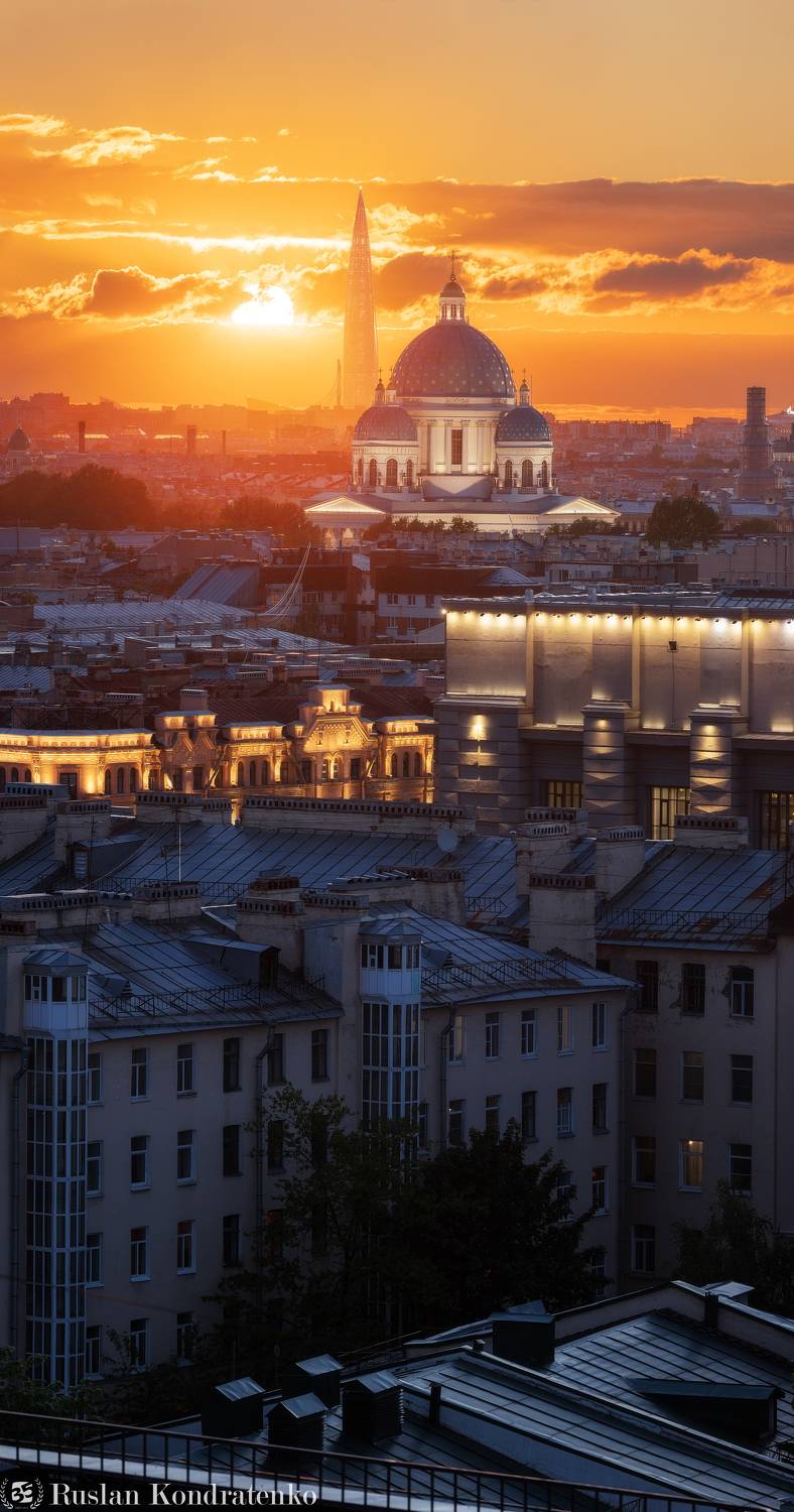 санкт-петербург, закат, троицкий собор, лахта-центр, лахта, небоскреб, прострел, композитная фотография, time blending, Кондратенко Руслан