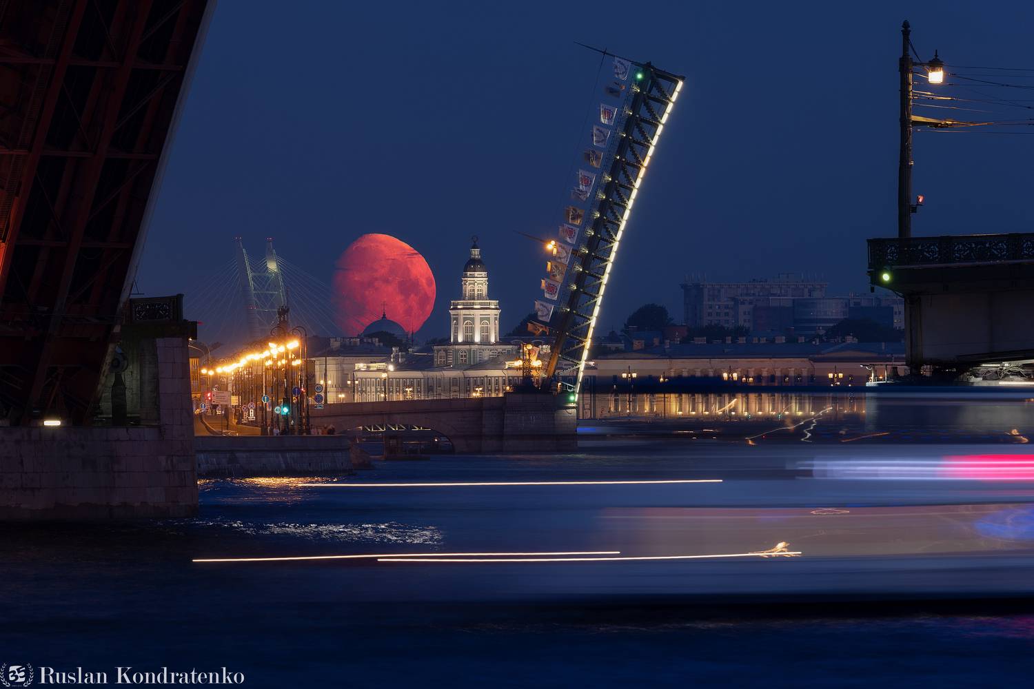 санкт-петербург, луна, полнолуние, восход луны, прострел, заход луны, композитная фотография, time blending, Кондратенко Руслан