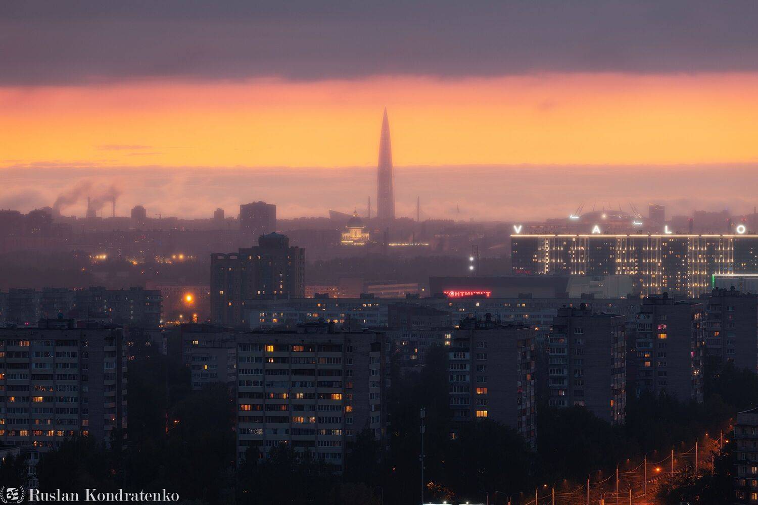 санкт-петербург, закат, лахта-центр, лахта, небоскреб, прострел, зенит арена, газпром арена, троицкий собор, Кондратенко Руслан