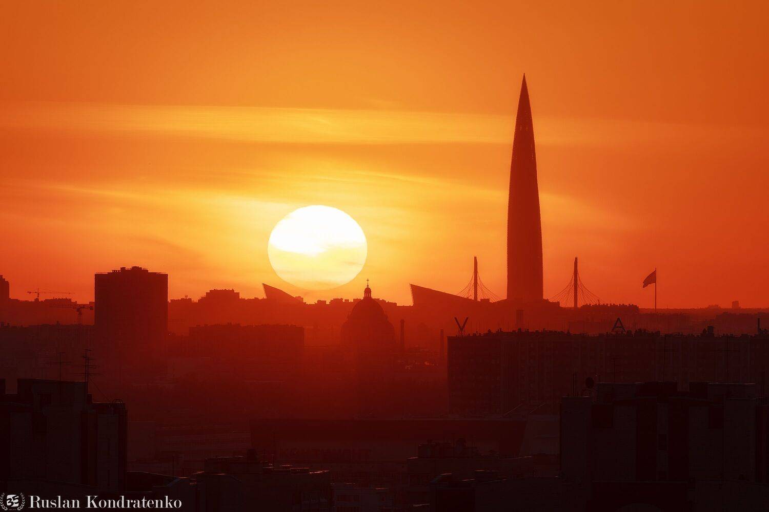 санкт-петербург, закат, лахта-центр, лахта, небоскреб, прострел, зенит арена, вантовый мост, зсд, троицкий собор, Кондратенко Руслан