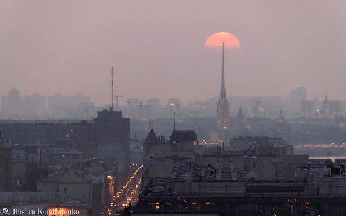 Закат в марево