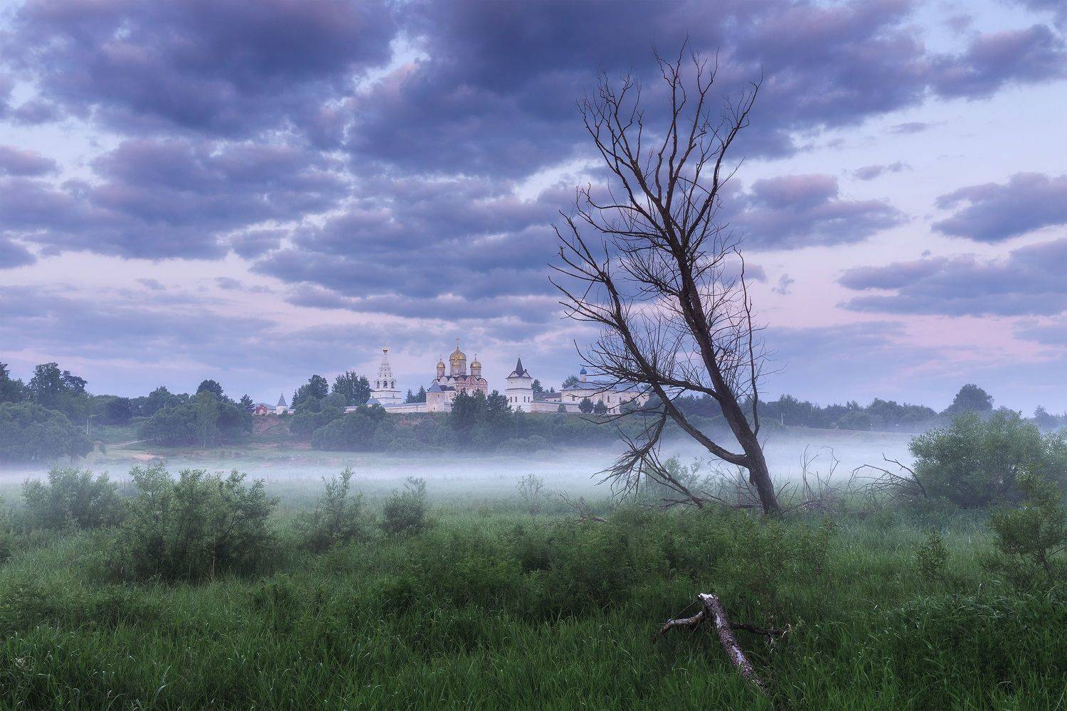 пейзаж, церковь, лето, туман, fog, landscape, church, Чаланов Иван