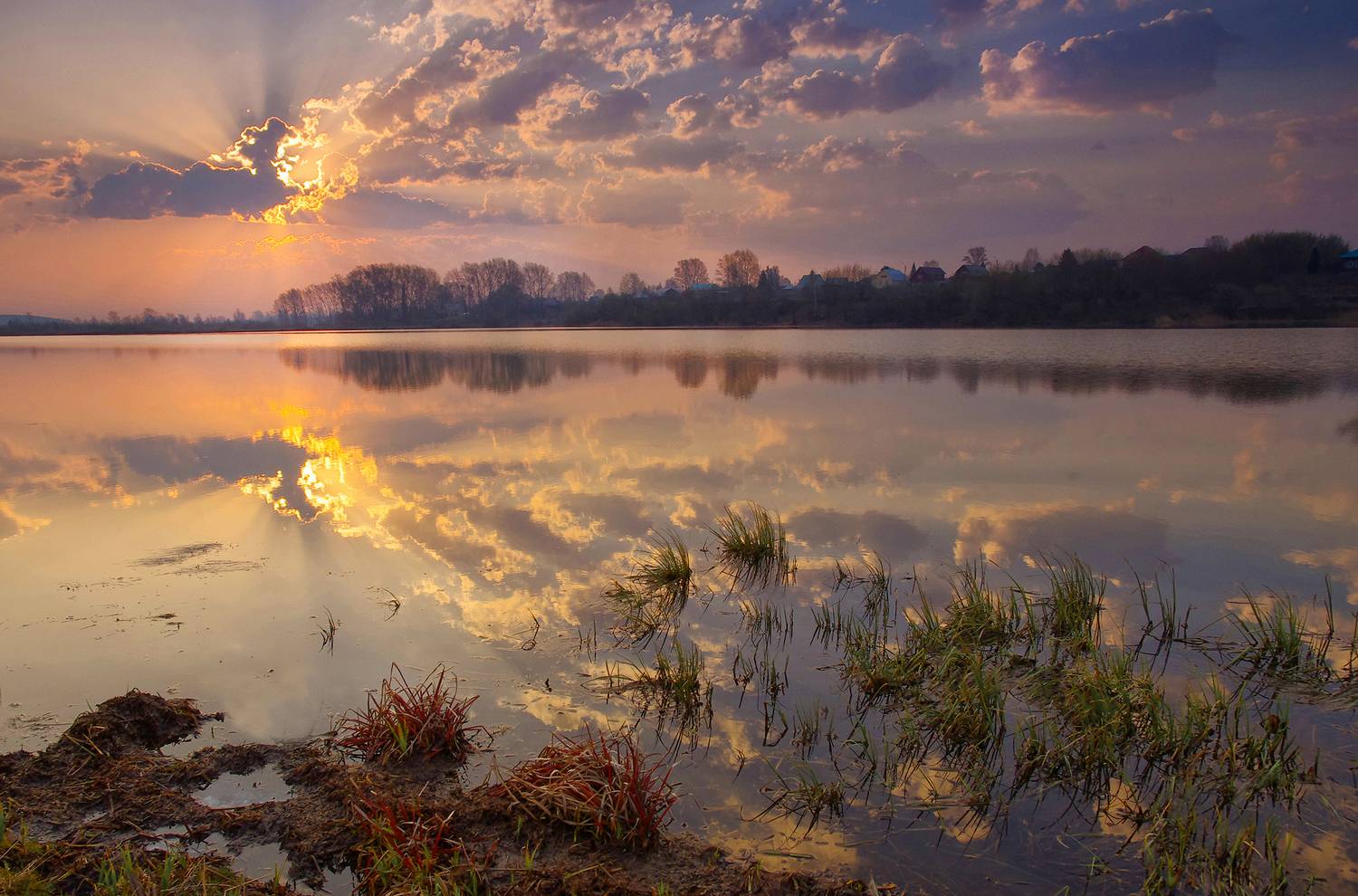 рассвет, утро, озеро, вода, облака, свет, лучи, Чичкин Валерий
