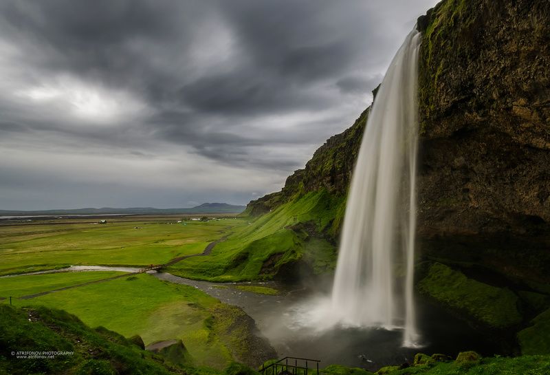 Iceland, Seljalandsfoss, waterfall, water, landscape, summer, midnight sun, rocks, South, Seljalandsfoss фото превью