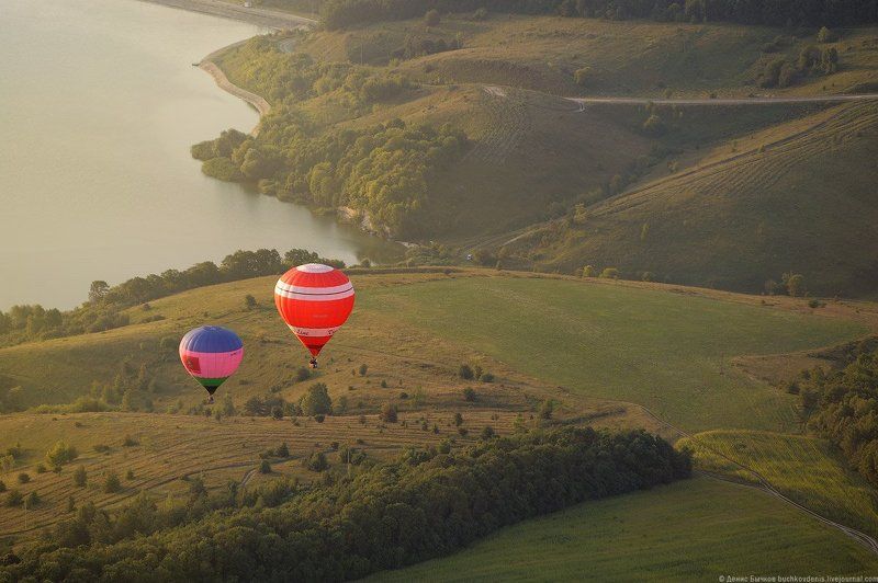 рассвет, природа, полет, воздушный шар, путешествие *** фото превью