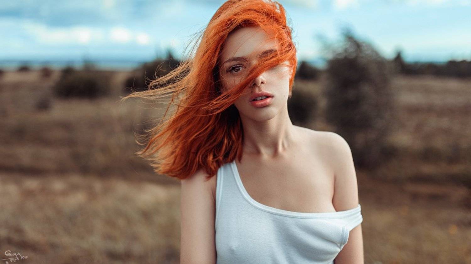 Mood, Portrait, Redhead, Wind, Ветер, Настроение, Портрет, Рыжая, Георгий Чернядьев