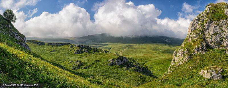 Zubrphoto, Горы, Лаго-наки, Лето, Облака, Панорама, Пейзаж Врата на плато. фото превью