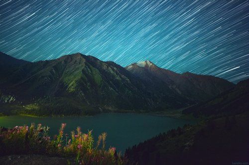 Big Almaty lake at night