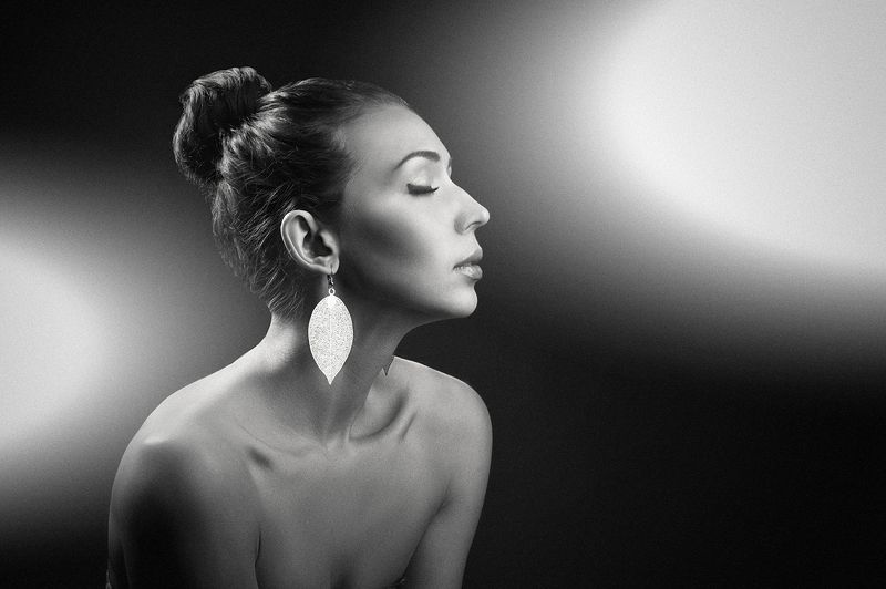 Beautiful, Beauty, Black & white, Bw, Emotion, Face, Girl, Light, Model, Nikon, People, Portrait, Studio Light фото превью