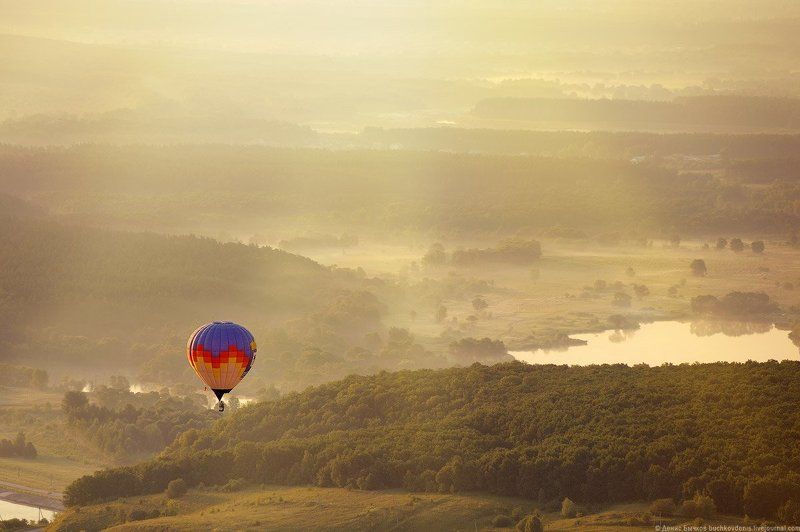 рассвет, природа, полет, воздушный шар, путешествие  фото превью
