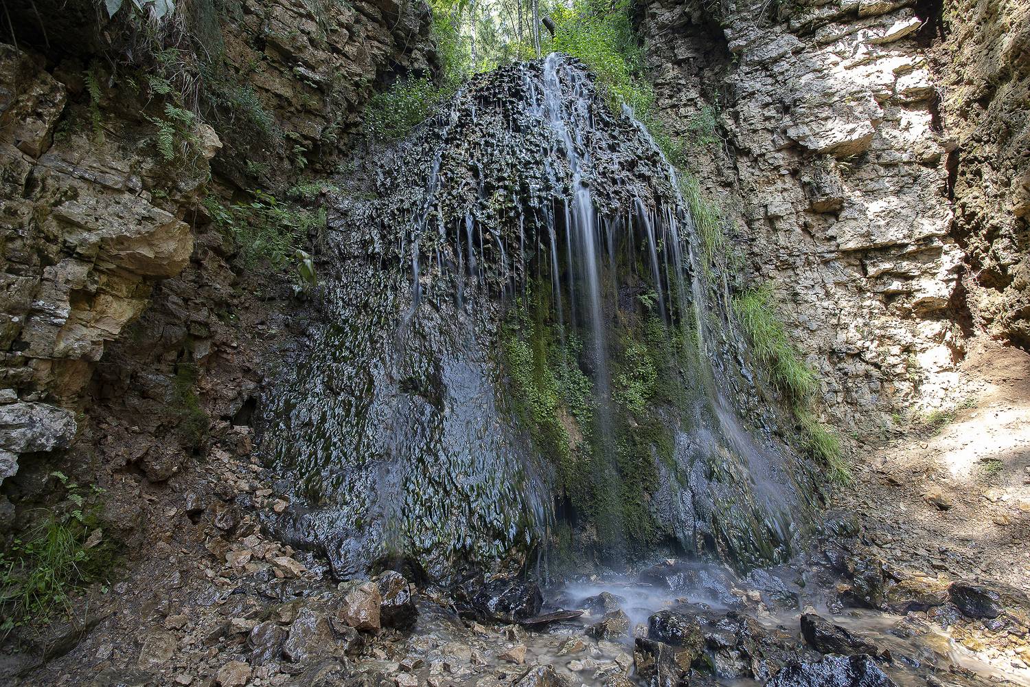 водопад, овраг, берег реки немда, лето, Широких Александр
