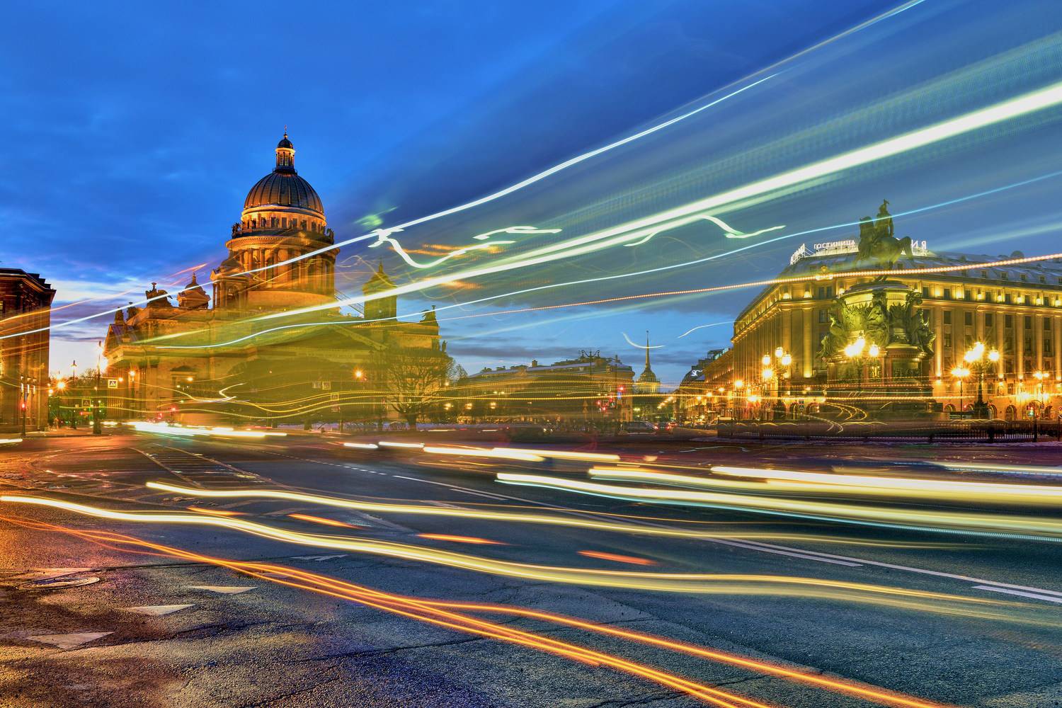 санкт-петербург, вечер в городе, исаакиевская площадь,, Байдуков Александр