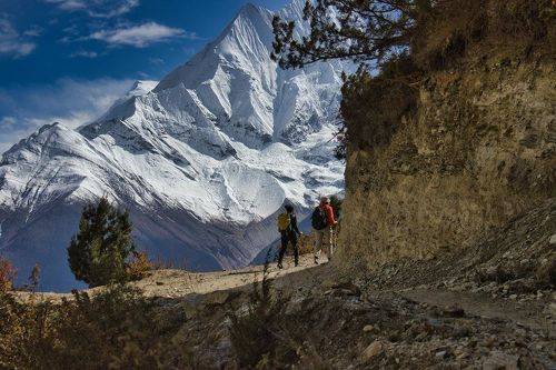Annapurna snowcapped peak in the Himalaya mountains, Nepal