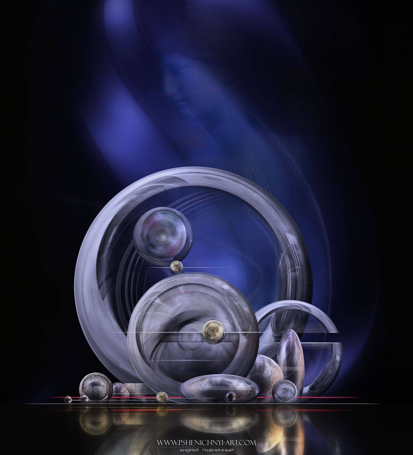фантастика, будущее, концепт, сферы, гармония, скульптура, архитектура, пейзаж, ночь,отражение, Пшеничный Андрей