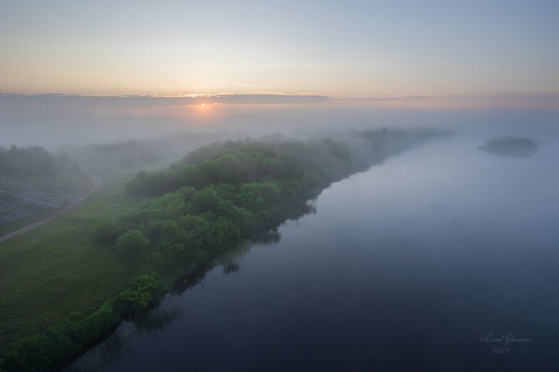 унжа, кологрив, рассвет, туман, природа, кострмскаяобласть Рассвет на Унже фото превью
