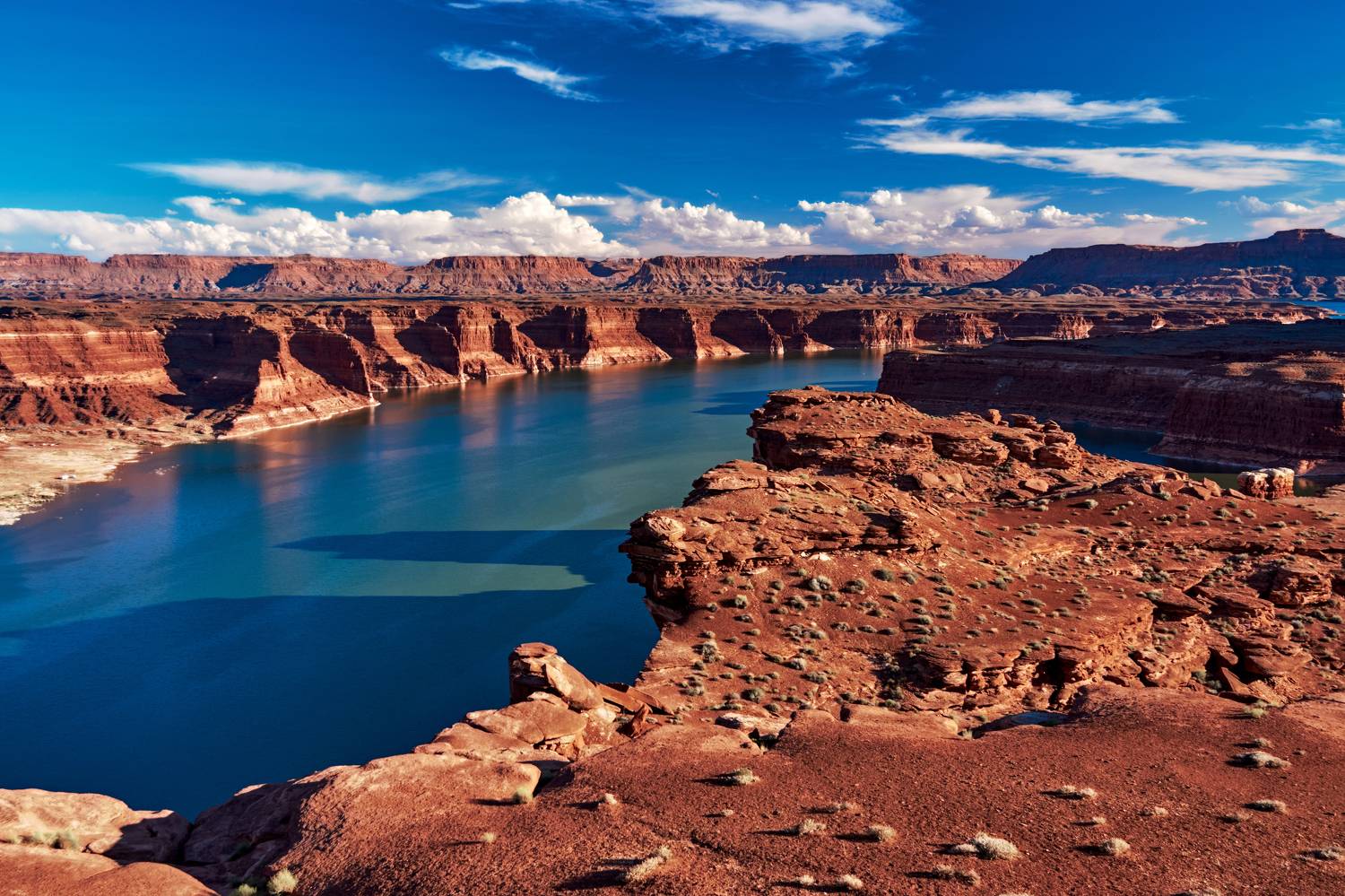 red rock, morning light, light rays, sandstone, canyon, water, cliffs, lake powell, alstrom point, gunsight butte, glen canyon, glen canyon national recreation area, utah, lake, Попов Алексей