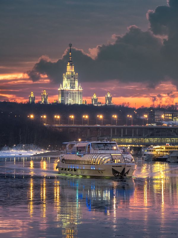 Москва, Закат, Зима, Воробьевы горы Воробьевы горы фото превью