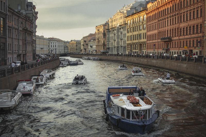 Санкт-Петербург , город, пейзаж, река Мойка. Вечер. фото превью