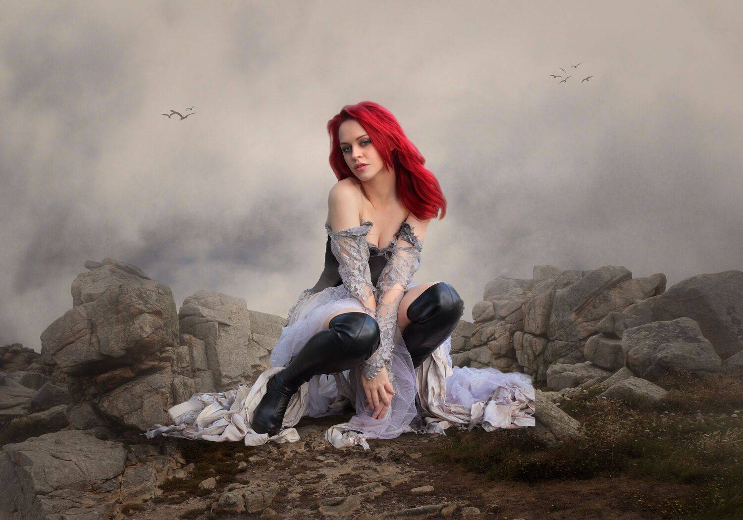 девушка, облака, Sergii Vidov