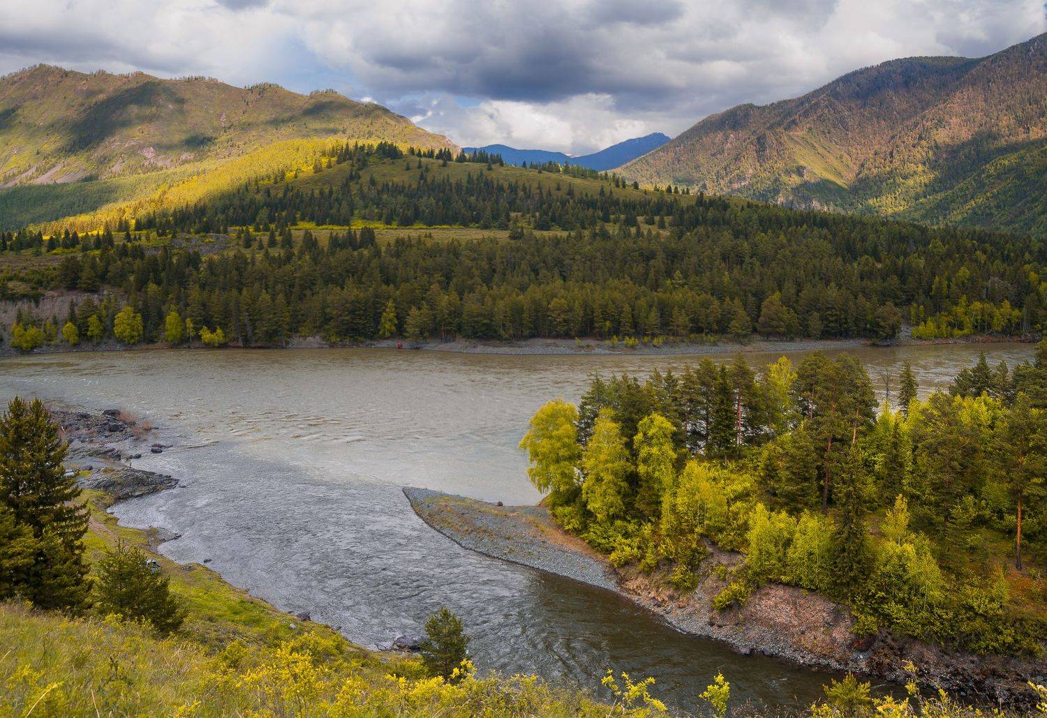 россия, горный алтай, река катунь, река урсул, май, Андрей Поляков