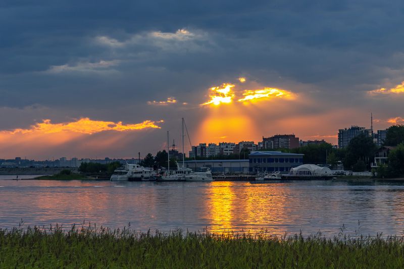 иркутск, ангара, закат Закат над Ангарой фото превью