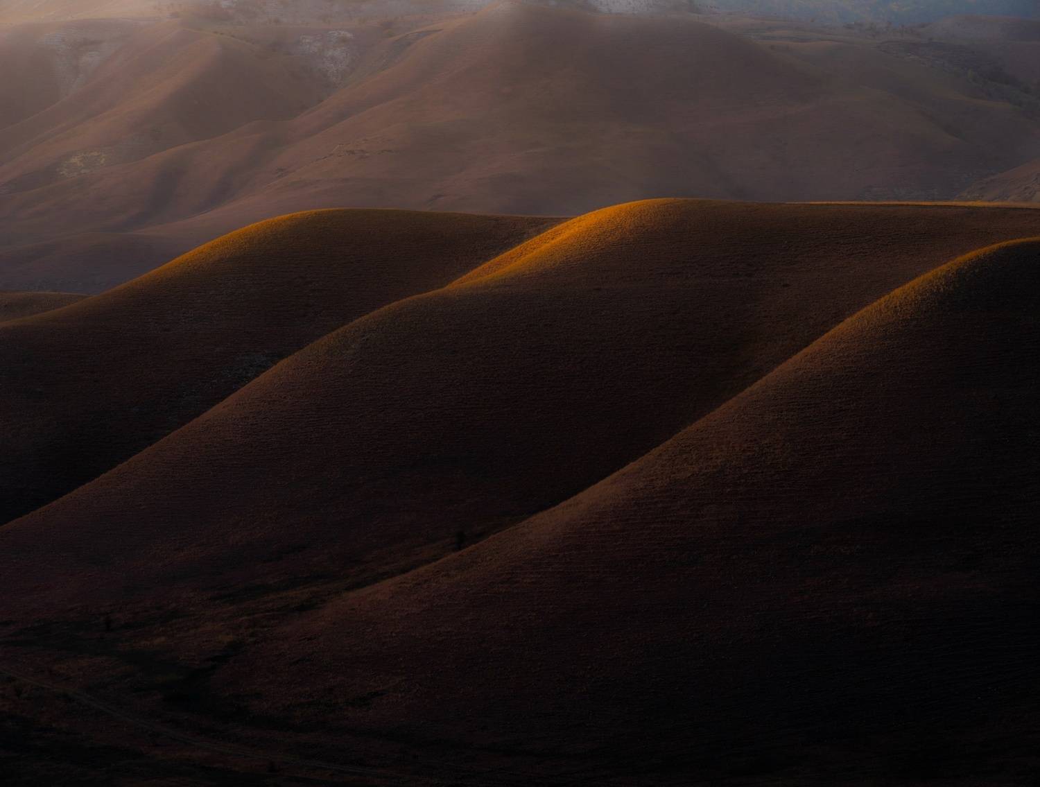 холмы, свет, линии, рельеф, долина, горы, карачаево-черкесия, формы, закат, вечер, Арсен Алабердов