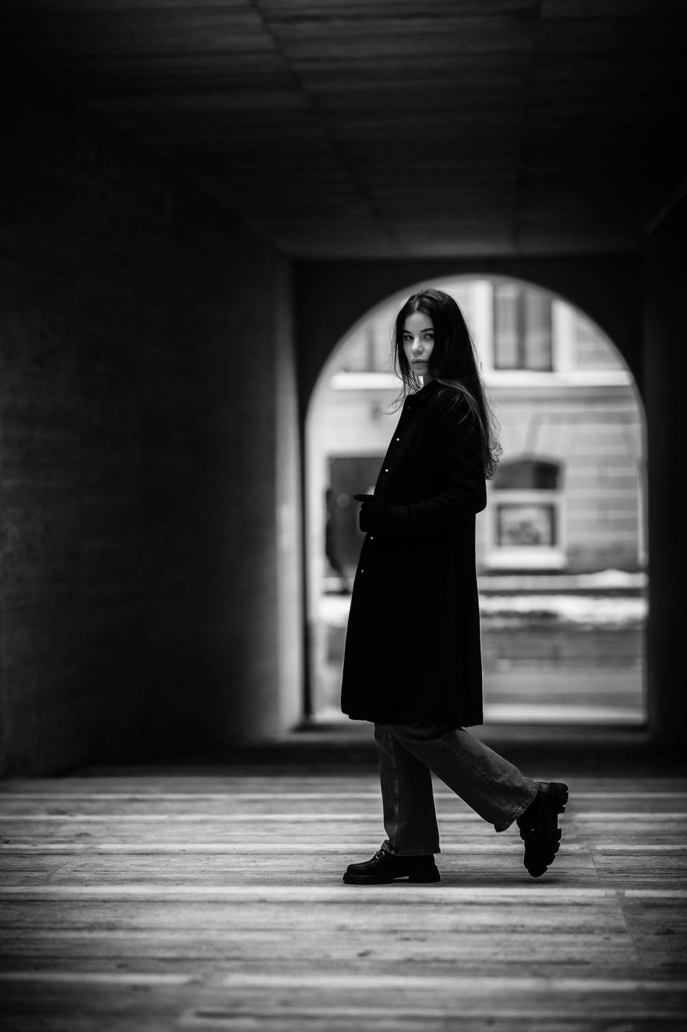 девушка, городской пейзаж, стрит, улица, черно-белое, Алексей Плешков