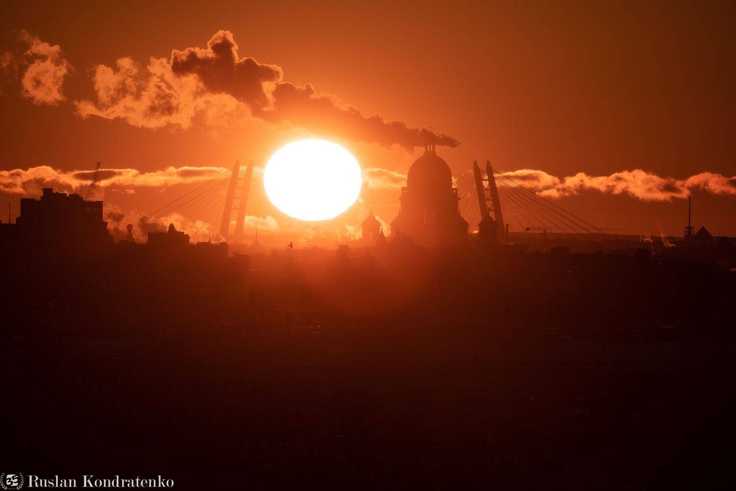 санкт-петербург, закат, исаакиевский собор, прострел, вантовый мост, зсд, Кондратенко Руслан